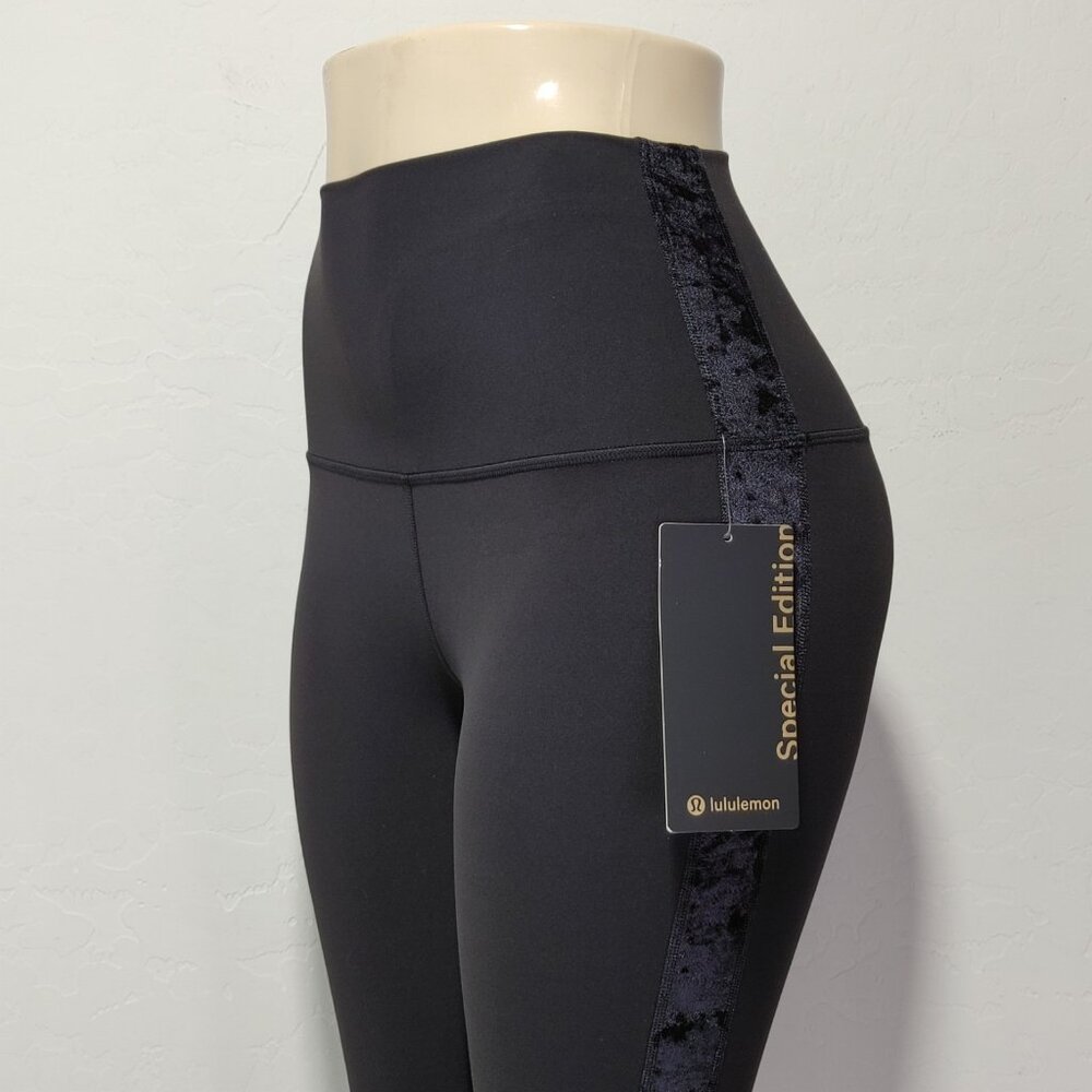 Lululemon Align Super High-Rise Crop Crushed Velvet Black Size 6